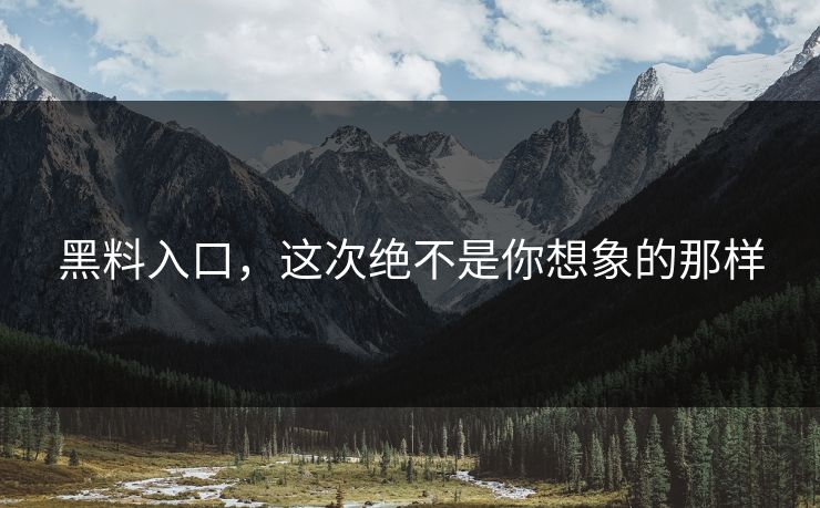 黑料入口，这次绝不是你想象的那样