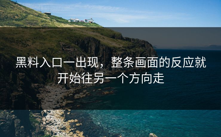 黑料入口一出现，整条画面的反应就开始往另一个方向走