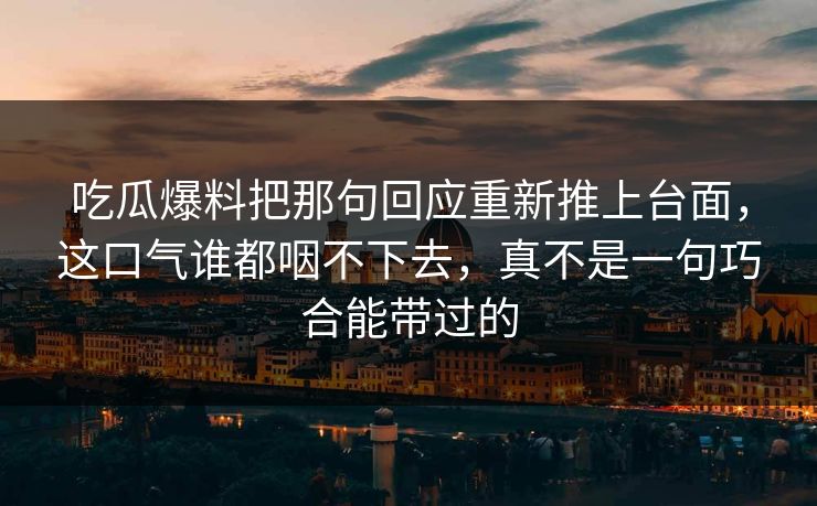 吃瓜爆料把那句回应重新推上台面，这口气谁都咽不下去，真不是一句巧合能带过的