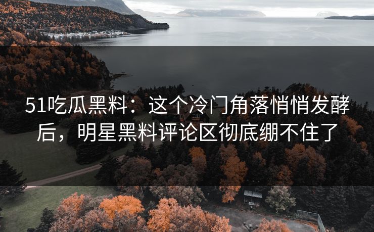 51吃瓜黑料:这个冷门角落悄悄发酵后,明星黑料评论区彻底绷不住了