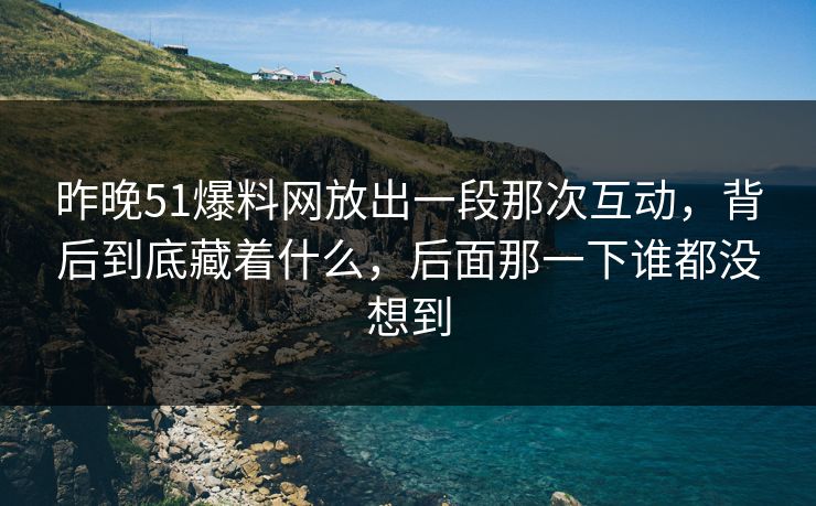 昨晚51爆料网放出一段那次互动,背后到底藏着什么,后面那一下谁都没想到