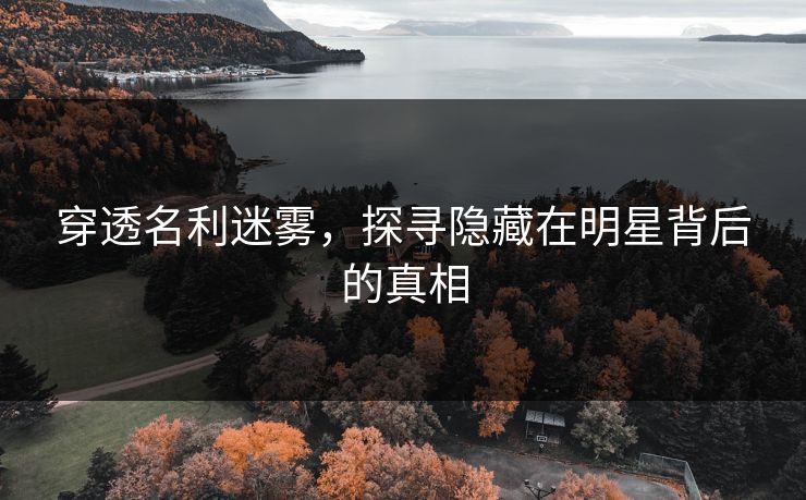 穿透名利迷雾，探寻隐藏在明星背后的真相